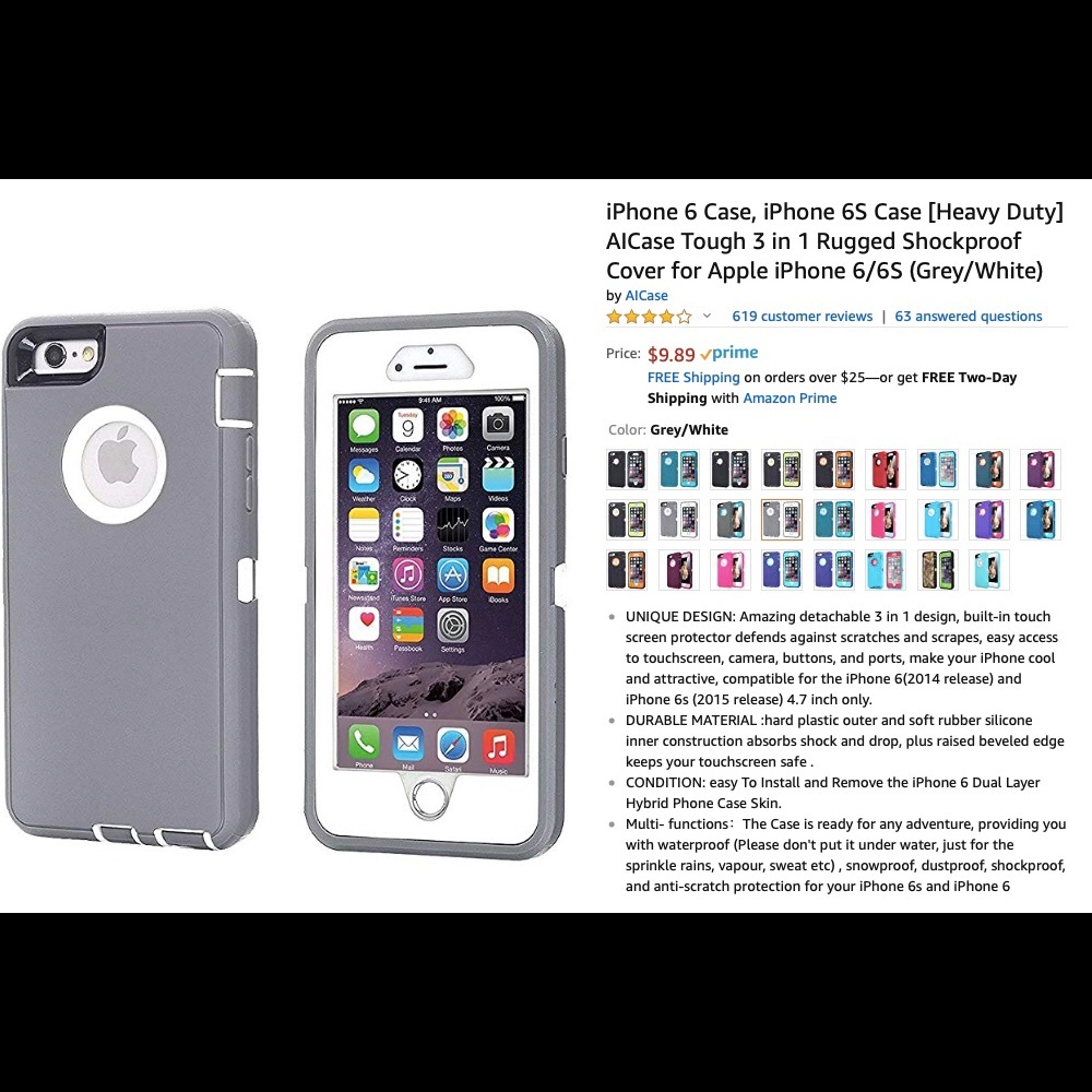 NEW NEVER USED IPHONE 6 PLUS PHONE CASE